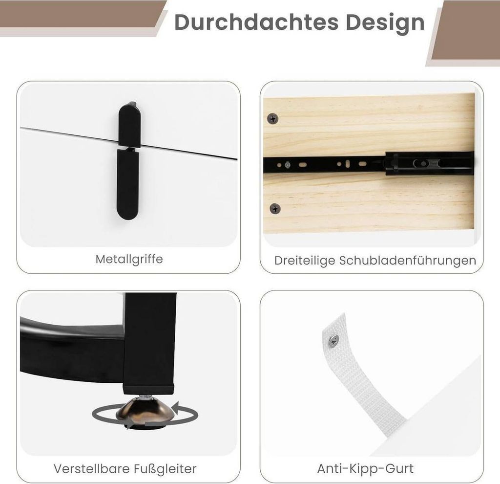 WOLTU Schminktisch mit LED, Glasplatte,  Seitenschrank, Produktbild 9