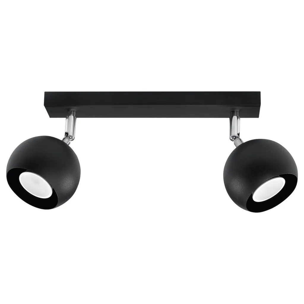 Lampada da Soffitto OCULARE 2 Nero 2xGU10 Acciaio Sollux Lighting