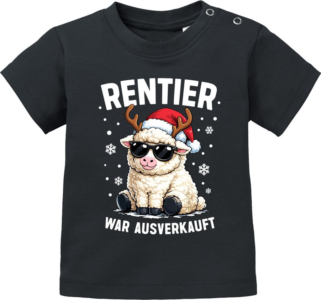 Baby Shirt kurzarm Weihnachten Schaf Rentier Spruch Lustig Mädchen Jungen Bio Baumwolle MoonWorks