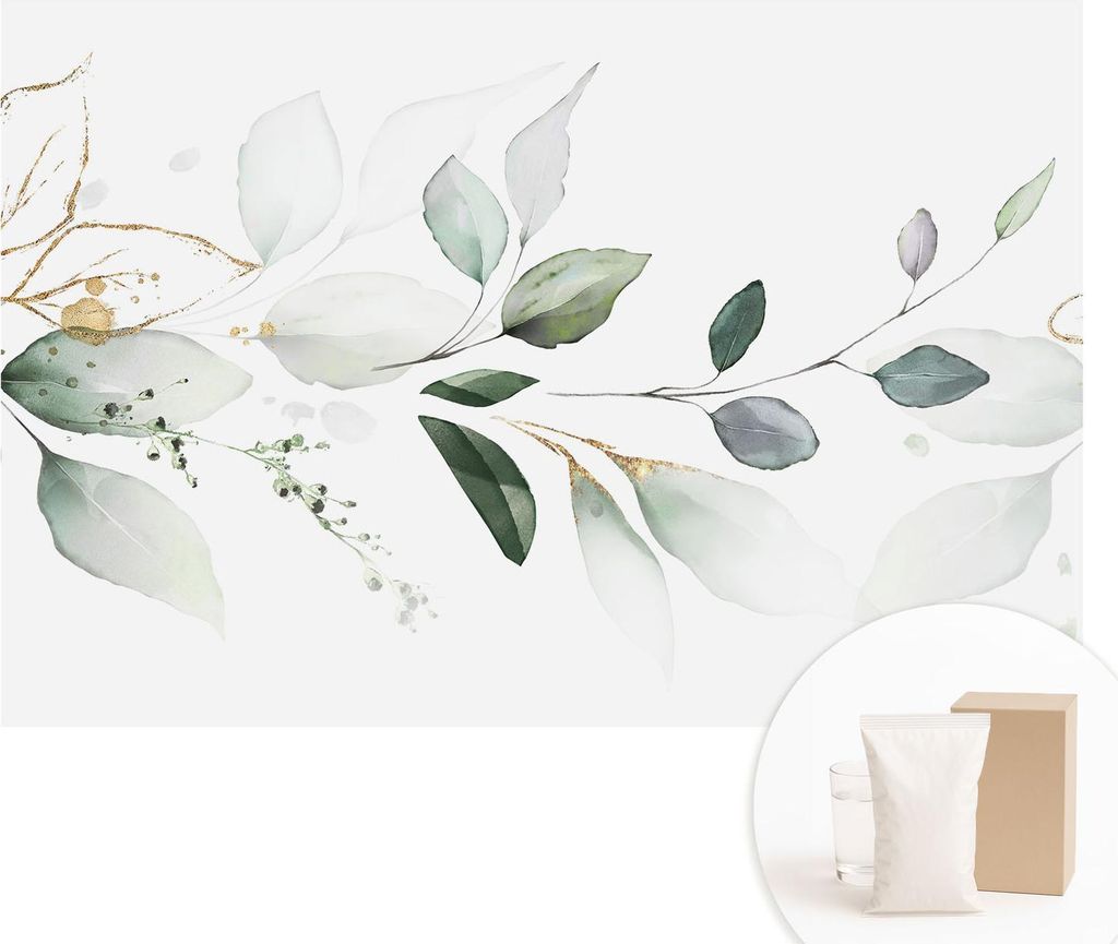 Fototapete - Wandbilder für Wohnzimmer - 104x70 cm - Dekorative Wandfolie - Modernes Design für Wanddekoration - Tapeten für Innenräume - Grün...