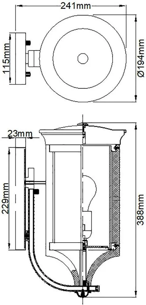 Applique extérieure E27 Merrill Feiss étanche IP44 Finition Bronze 60W