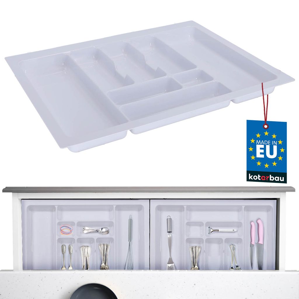 KOTARBAU Besteckkasten für Schublade Schubladenorganizer für Küchenbesteck Weiß 635x490mm