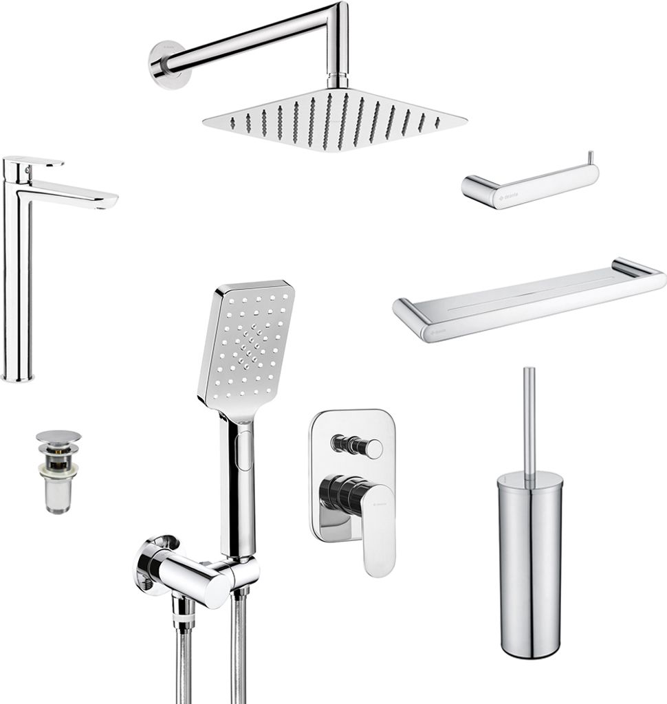 Badezimmer Armaturenset mit Zubehör in silber DEANTE-30 Produktbild 