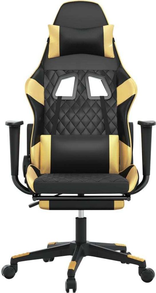 "Winterschlussverkauf "Gaming-Stuhl - CLORIS - Bürostuhl - Ergonomischer und langlebig - mit Massage & Fußstütze Schwarz Golden Kunstleder - 64 ...