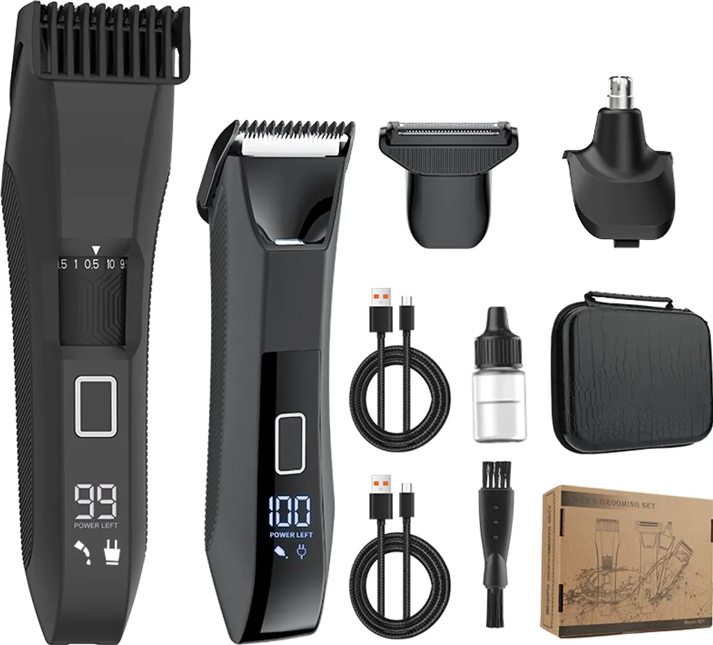 Fini les Irritations : Kit Rasoir Électrique 4-en-1 et Tondeuse Douce pour Homme