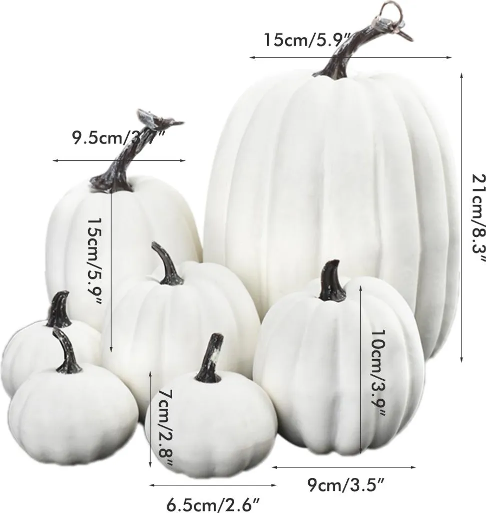 Décoration de Table Halloween : 7 Citrouilles Blanches de Simulation DIY - 5