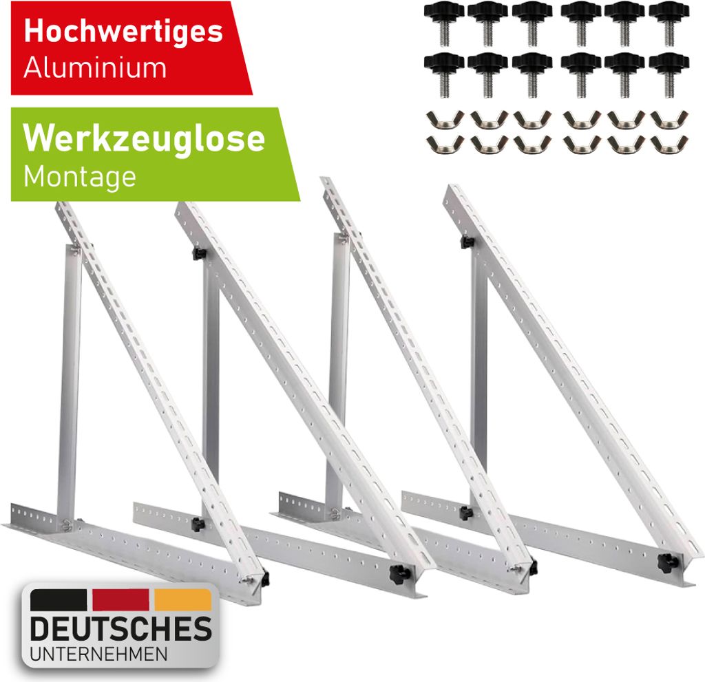 SIGA Solarpanel Halterung Flachdach für 2 Solarmodule 118 cm Halterung Balkonkraftwerk PV Balkon Komplettset verstellbar Winkel 0-90°