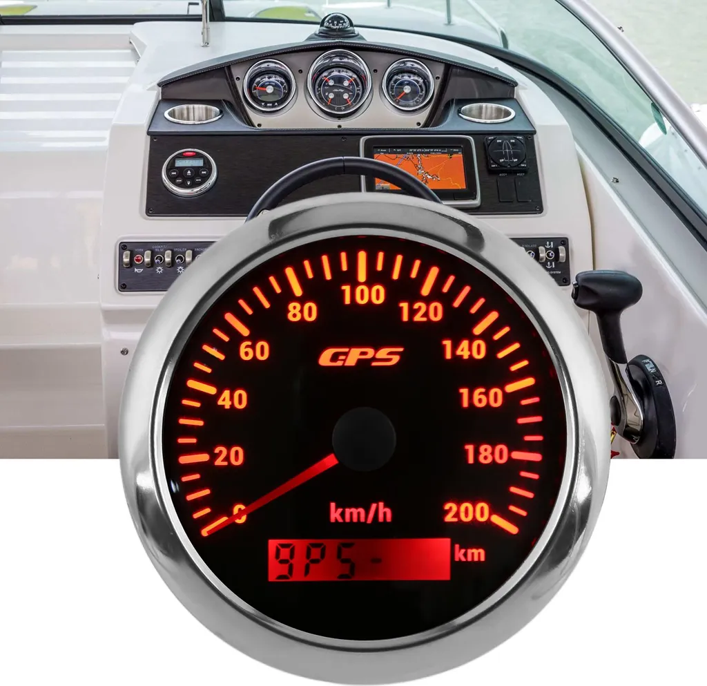 Compteur de vitesse GPS 85mm 0-200 km/h étanche IP67 pour bateau et auto