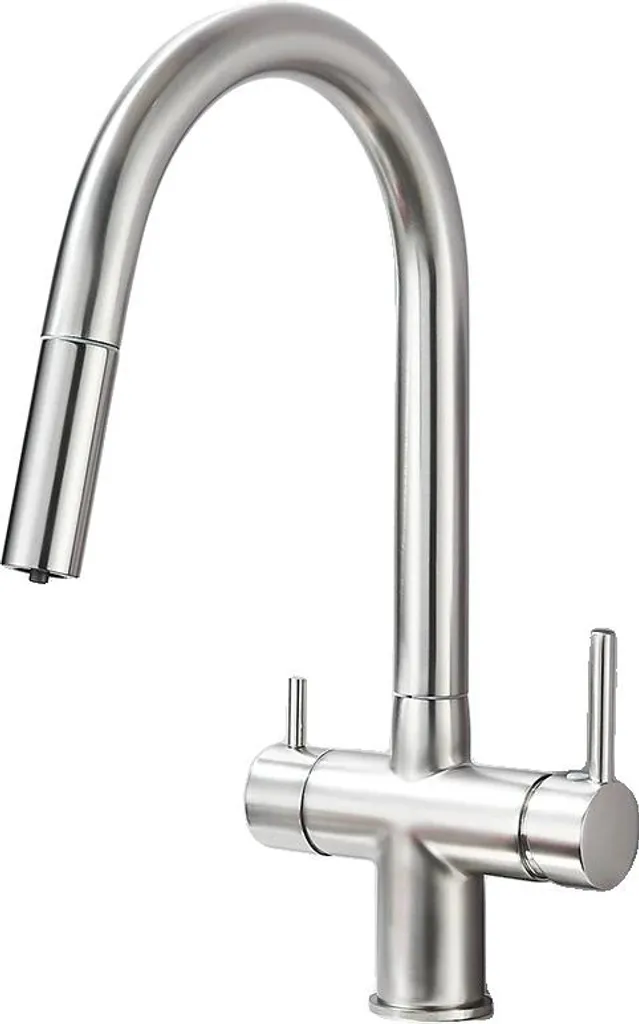 Miscelatore Cucina 2 Maniglie Nichel Spazzolato Bocca Estraibile PRO