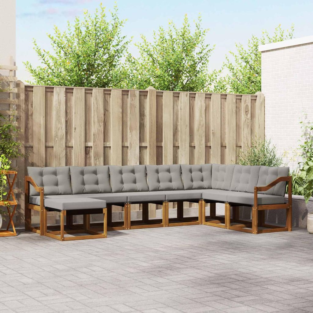 "SALE 2026"Outdoor-Sofagarnitur - CLORIS - Balkonmöbe/Sitzgruppe - mit Kissen 8 pcs - Moderne Design - Natürlich und Hellgrau - Gartensofas NeuM...