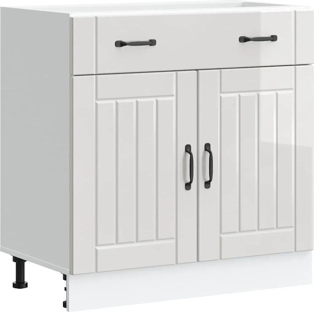vidaXL Base da cucina Lucca bianco lucido a base di legno