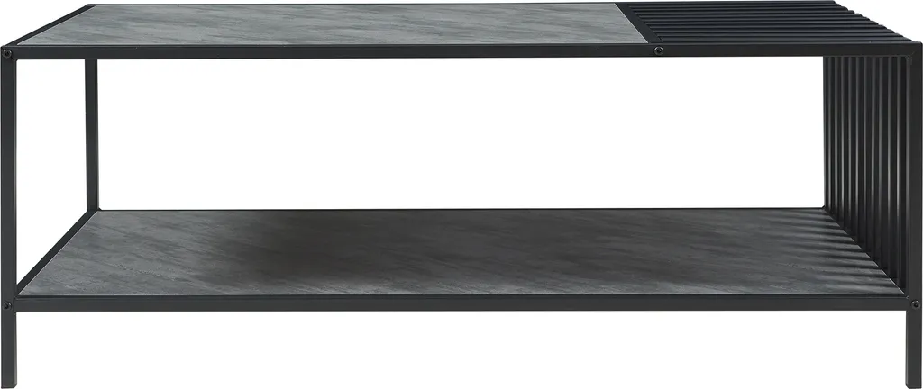 Table basse pour grand salon Pärghos 120 cm style indus noir et gris - 6