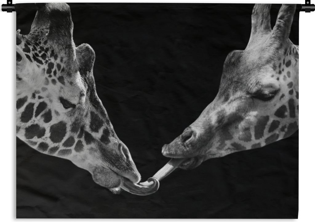 MuchoWow Wandteppich Wandbehang Tiere - Schwarz - Giraffe - Weiß - Porträt 60x45 cm Tapisserie Dekoration Wandtuch - Das Schlafzimmer