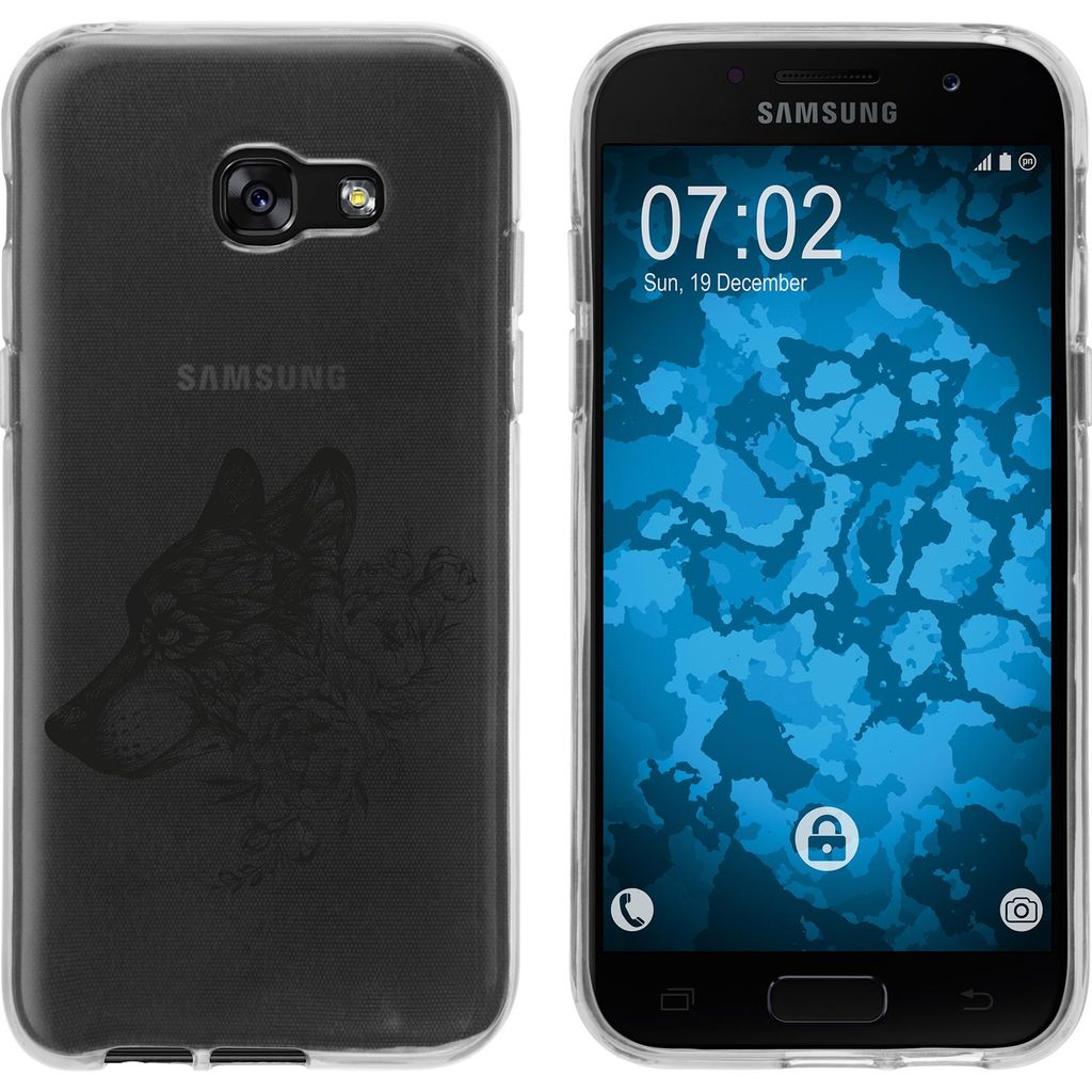 PhoneNatic Case kompatibel mit Samsung Galaxy A3 2017 Silikon-Hülle Floral Wolf M3-1