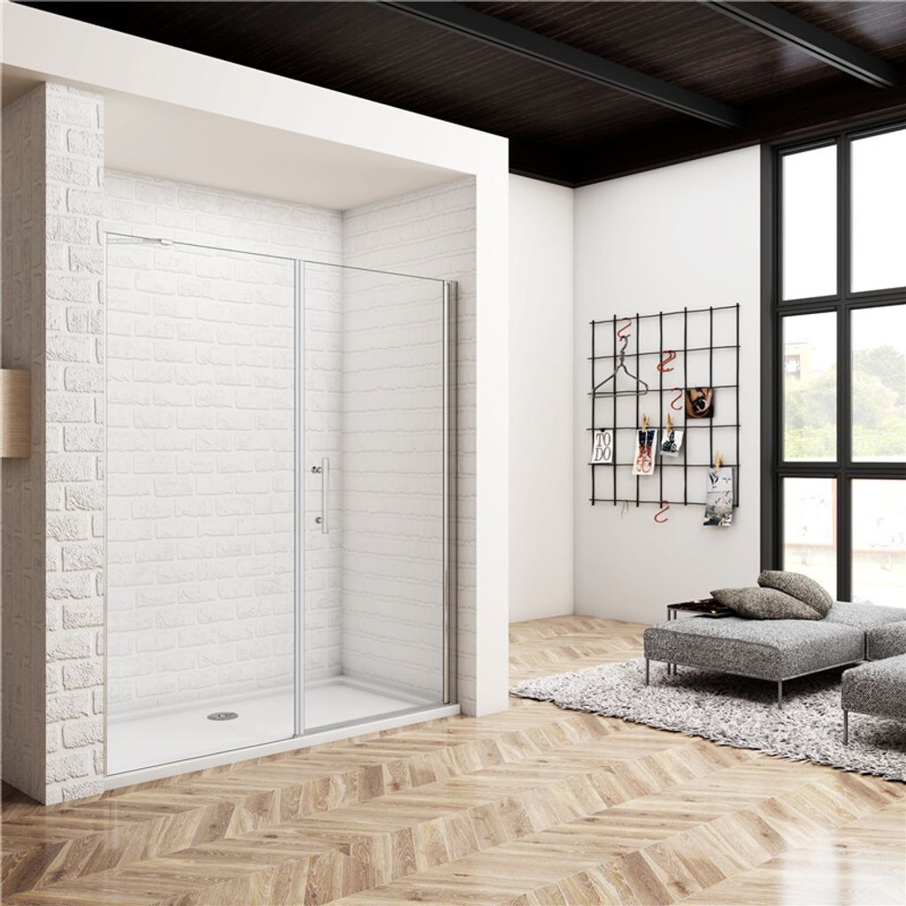 Nischentür 100cm Pendeltür + 100cm Seitenwand H.185cm Duschabtrennung Duschkabine Duschtür 6mm Nano Glas