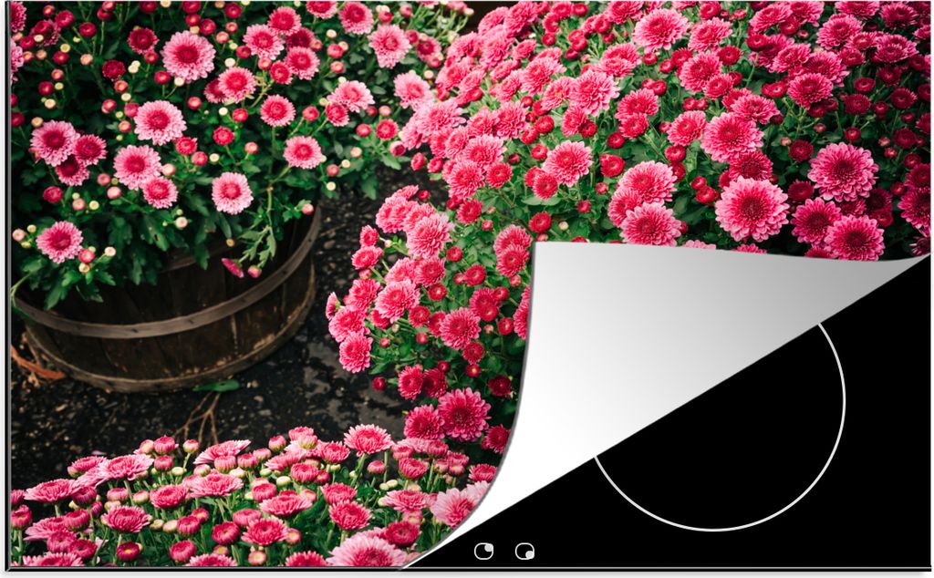 KitchenYeah Herdabdeckplatte Blumen - Herbst - Rosa , 80x52cm, Küche Deko, Ceranfeld Herdabdeckung, Abdeckplatte fùr Kochfeld