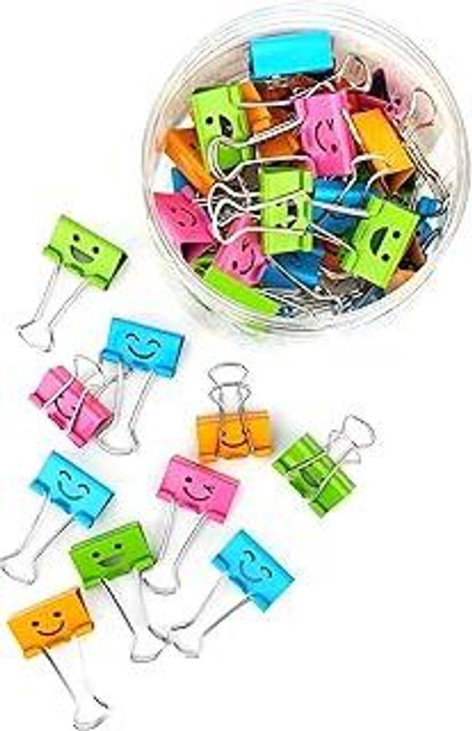 Smiles Foldbackclips für Büro - Foldback Klammern 48x 25mm, Vielzweckklammern Papier - Metall Binder Clips für Bürobedarf Notizen und Gewürzkl...