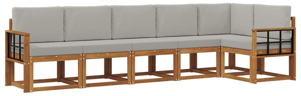 Outdoor-Sofagarnitur mit Kissen 6 pcs Natürlich und Hellgrau