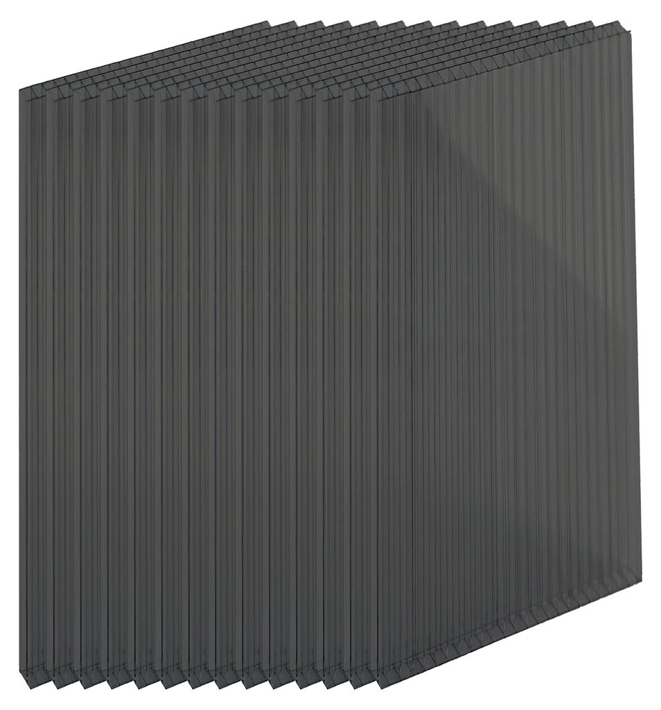 Relaxdays Doppelstegplatten 14er Set, Hohlkammerplatten 6mm, für Gewächshaus, HB: 121x60,5 cm, Polycarbonat, anthrazit