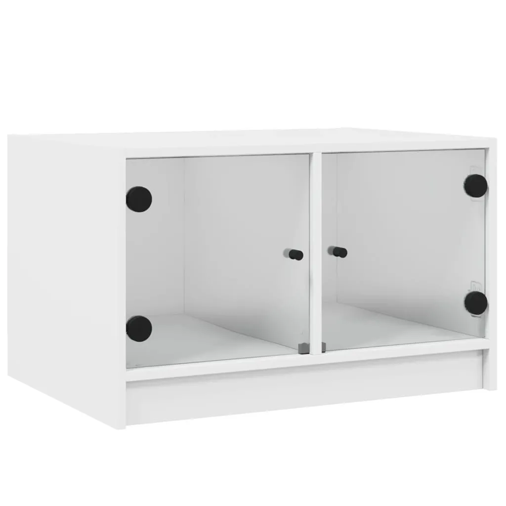 Tavolino SYFAX Bianco 68x50x42 cm con Ante in Vetro: Casa in Ordine