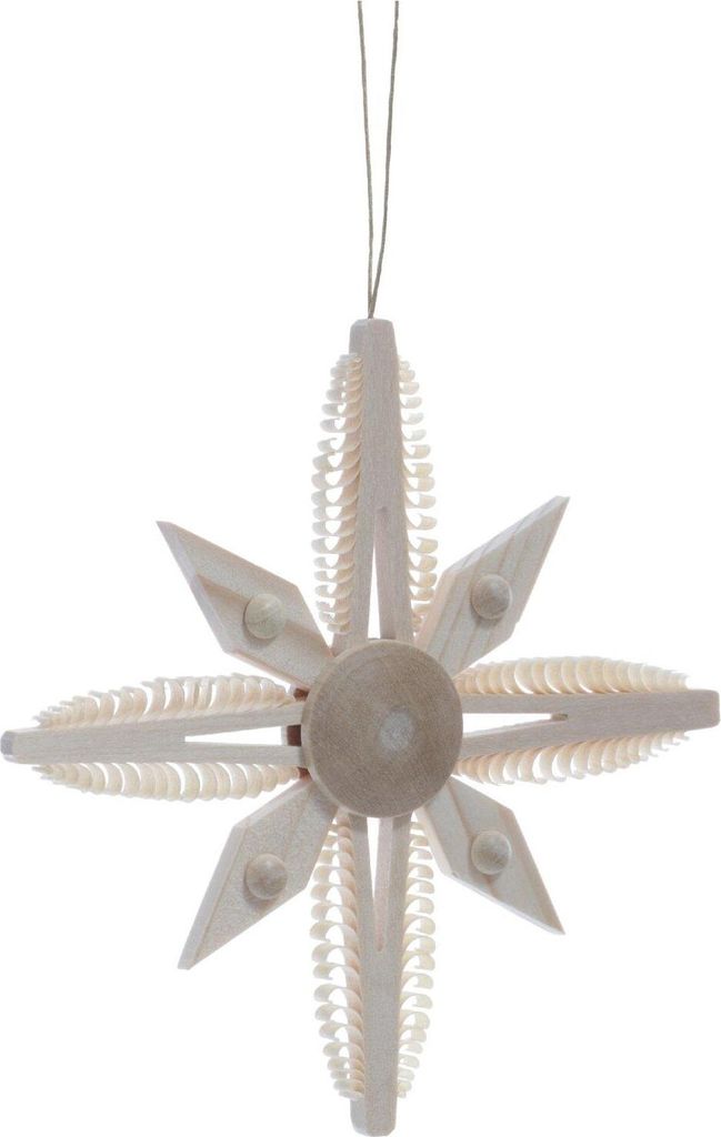 Christbaumschmuck Spanstern „natur“ 4 Bäumchen geschlitzt u. 4 Holzsegmente ø 9,5 cm NEU