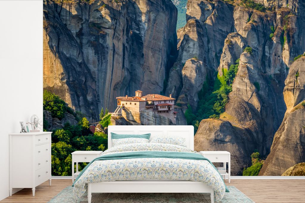 MuchoWow Fototapete für Wohnzimmer oder Schlafzimmer Wandtapete Vinyl Motivtapete Die Meteora-Klöster inmitten der Berge Griechenlands - 525x35...