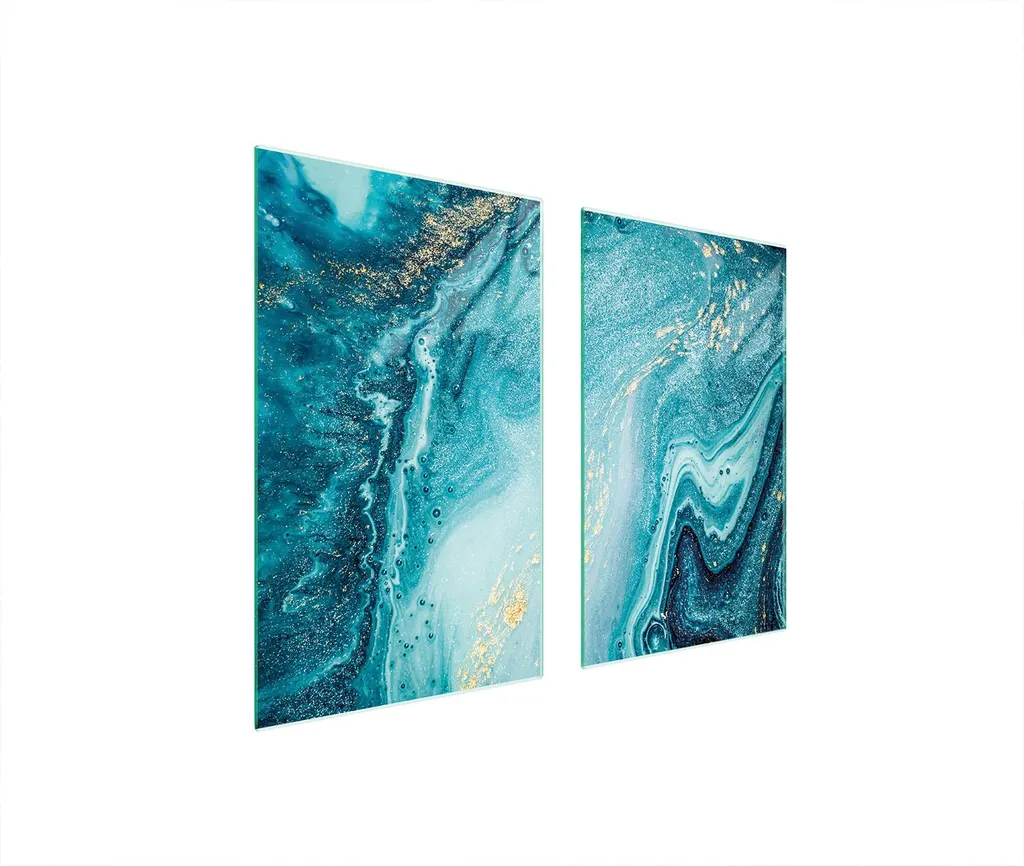 Copripiano Cottura Vetro Temperato 75x52: Marmo Turchese Premium