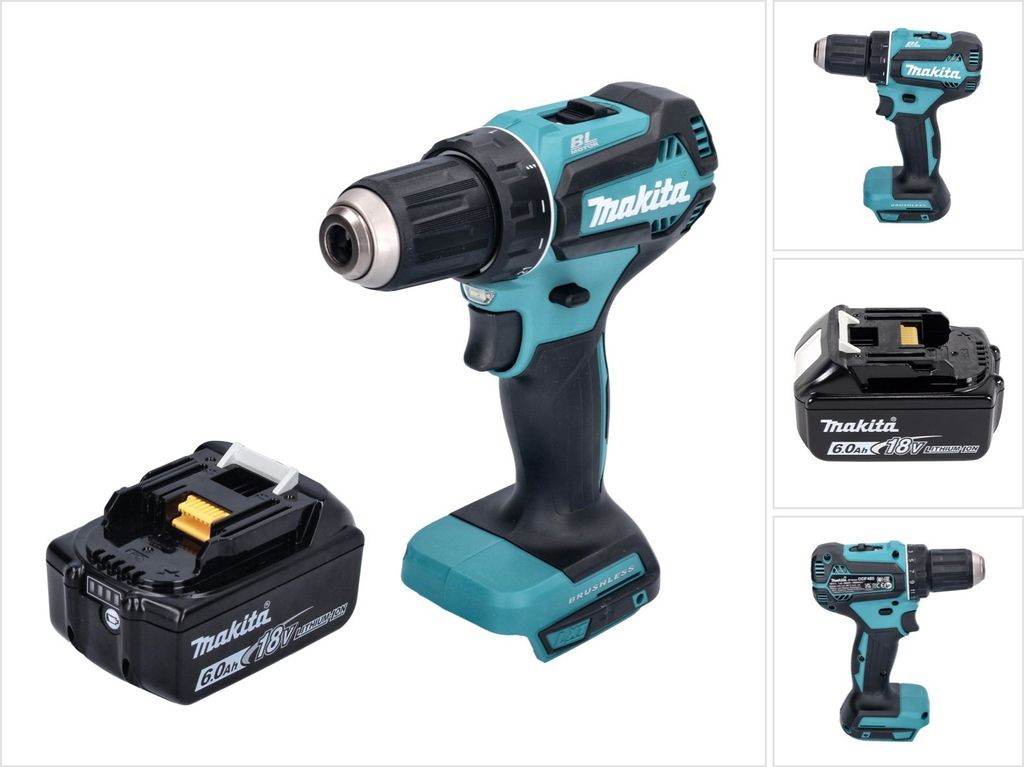 Makita DDF 485 G1 Akku Bohrschrauber 18 V 50 Nm Brushless + 1x Akku 6,0 Ah - ohne Ladegerät
