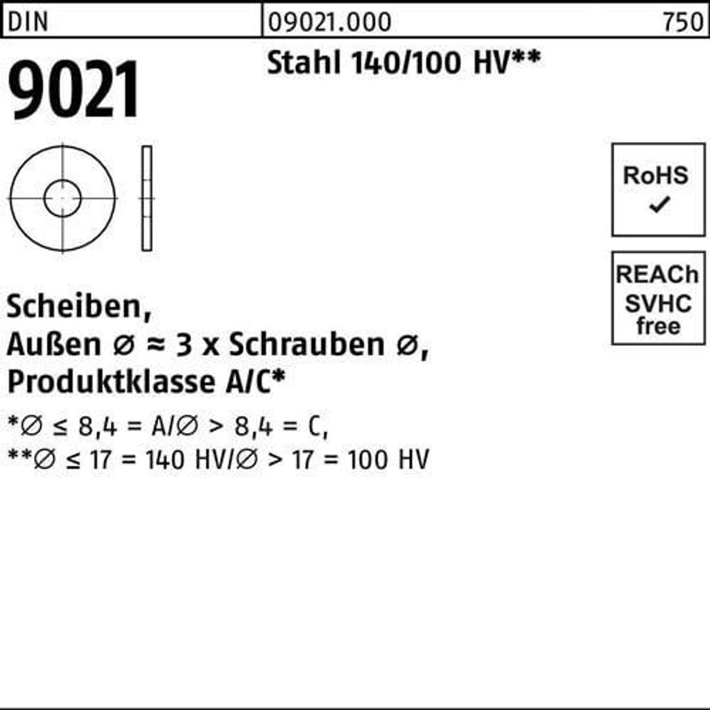 Reyher  Scheiben DIN 9021 Stahl 5,3 (250 Stück) Produktbild 