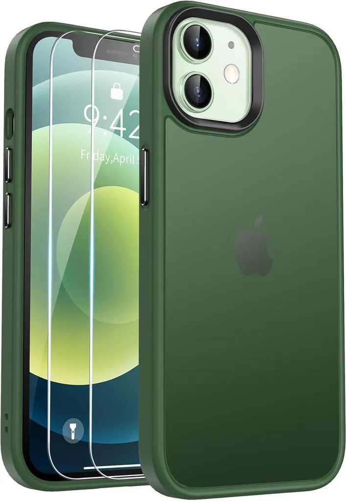 Coque de protection iPhone 12 Pro antichoc en silicone vert durable