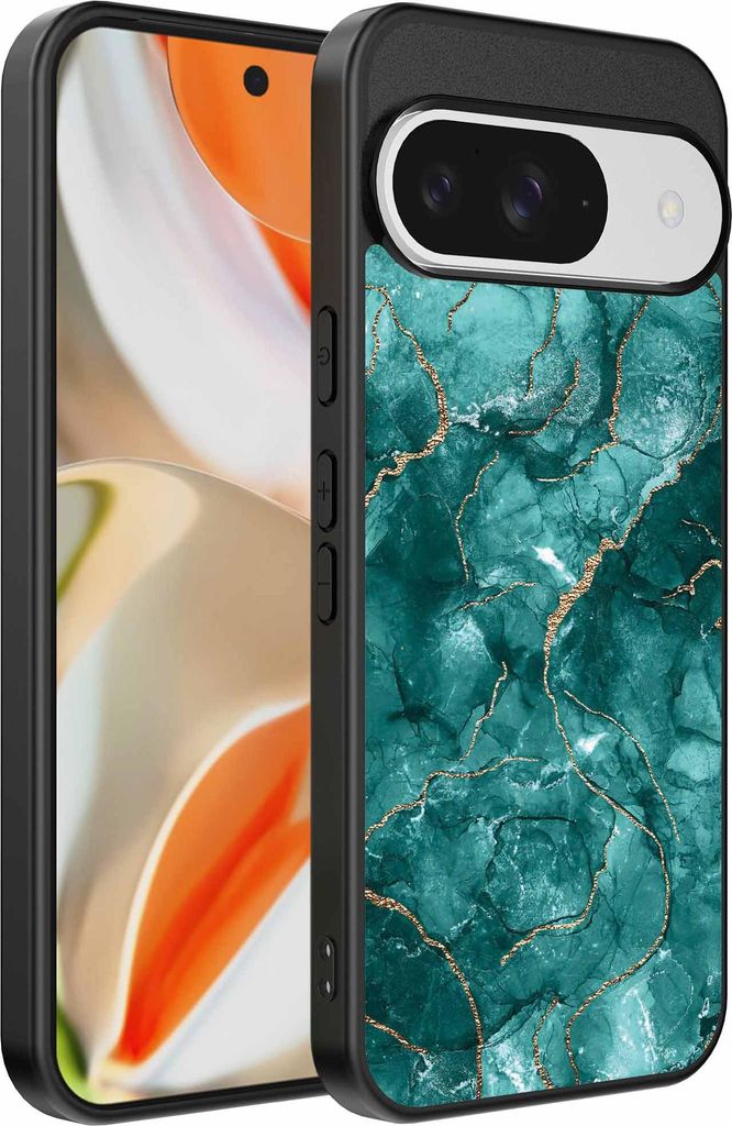 Geeignet für Google Pixel 9 Pro XL Telefon Fall mit Marmor Druck - TPU zurück Abdeckung Fall Marmor Design - Gold Grün - Smartphonica