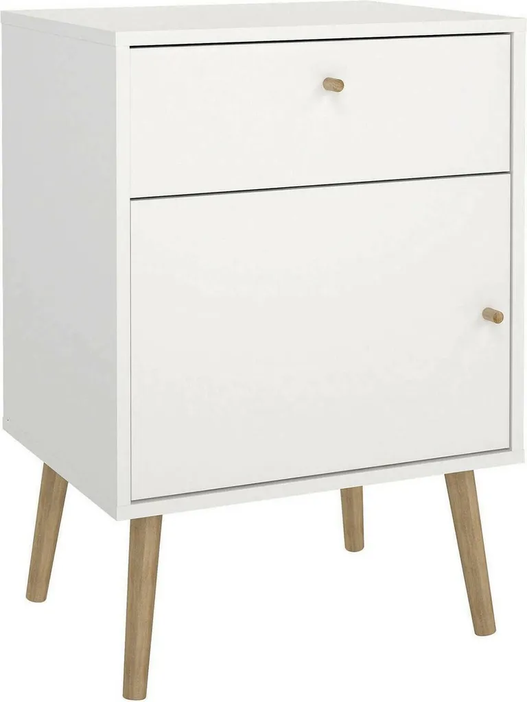 Table de Nuit Blanche Antenati 50x39x72 cm pour Organiser votre Chambre