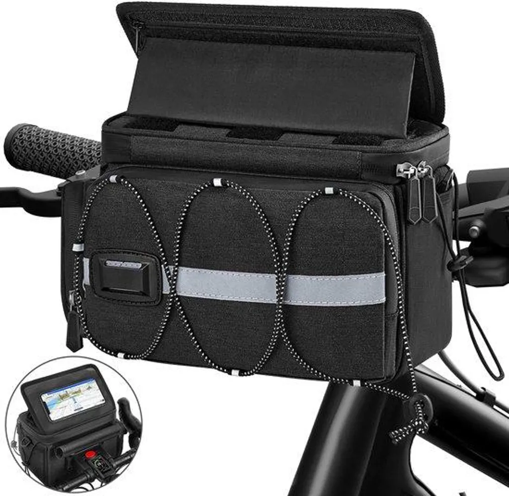 Sacoche de vélo 6L étanche pour guidon avec support tactile smartphone