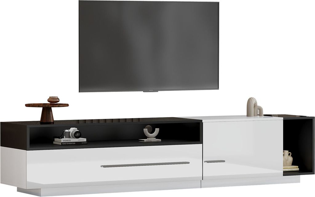 Hochglanz-TV-Schrank, Lowboard,TV-Board, TV-Kommode,170 cm – Für Fernseher bis 70 Zoll mit Schublade, Tür und offenem Fach