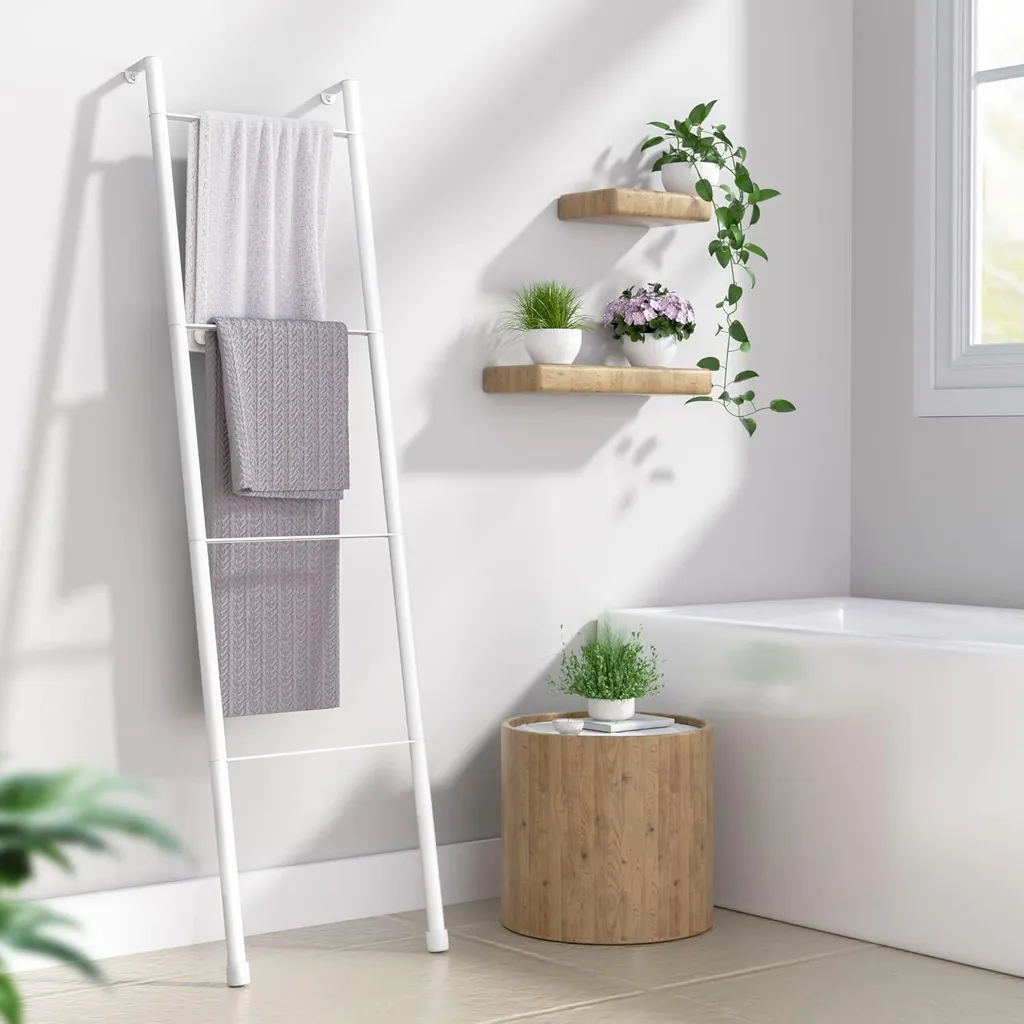 Porte-serviettes 4 couches blanc Allecto Premium - Métal robuste et décoratif
