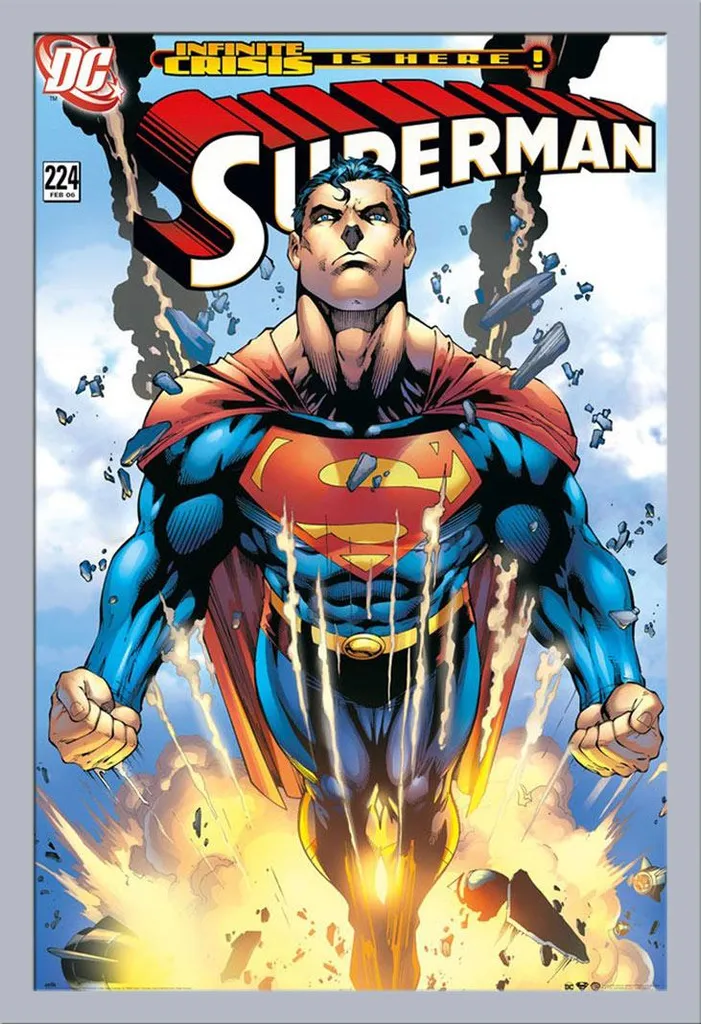 Superman Poster Infinite + Cornice Shinsuke MDF Argento Disco Acrilico