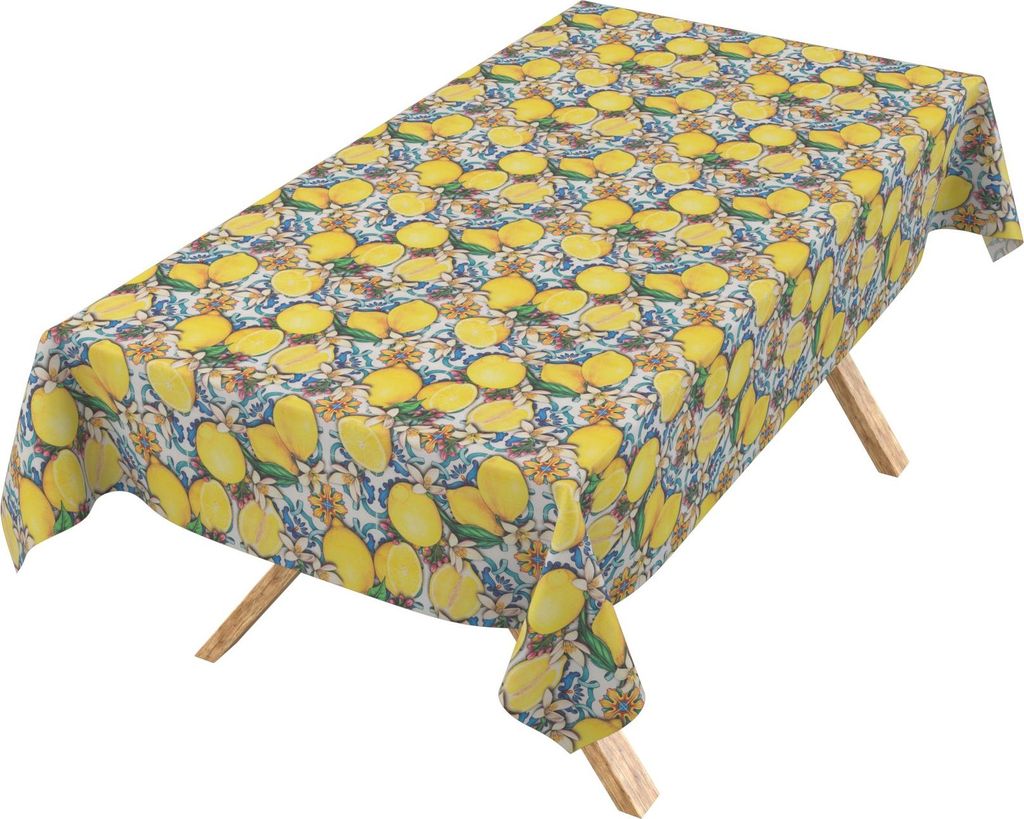 Tischdecke 3.0 Azulejos Zitrone Spanien Gelb 180x100cm Schnittkante Wachstuch abwaschbar
