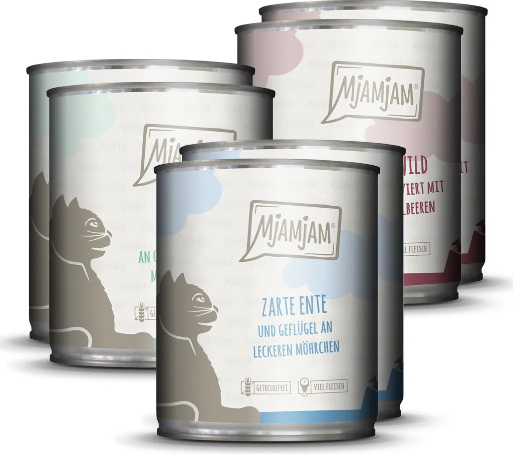 Alimentation humide pour chat MjAM 800g x 6 - Pack de pâtée mixte