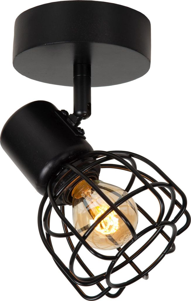 Spot Metall verstellbar B: 10 cm Schwarz E14 Retro Design Frame Schirm Strahler