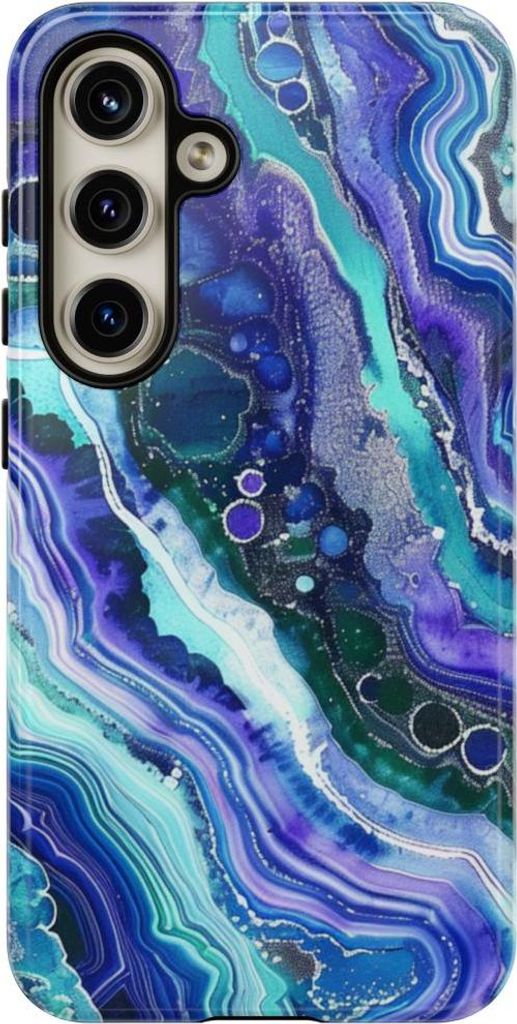 Blau-violette Geodenwirbel – Hülle Kompatibel mit Samsung Galaxy S24