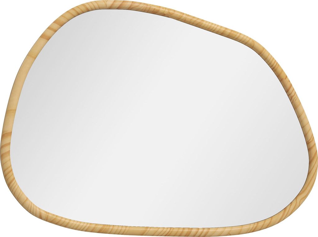 HOMCOM Asymmetrisch Wandspiegel, 70 x 50 cm Badezimmerspiegel mit Holzrahmen
