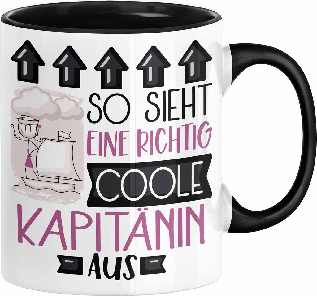 Kapitänin Geschenk Tasse Geschenkidee für Kapitänin Geburtstag Weihnachten Spruch So Sieht Eine Richtig Coole Kapitänin Aus Kaffee-Becher (Sch...