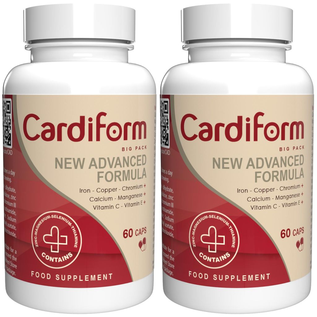 Cardiform - 120 Kapseln (2x60) hochdosiert - Original Rezept aus der Schweiz - Vegan & Pflanzlich mit Vitaminen & Mineralien - 2er Pack