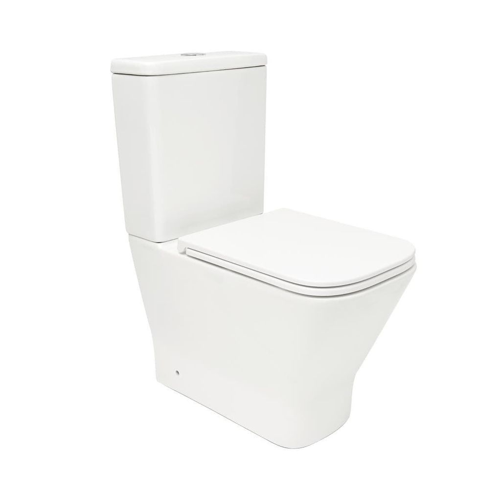 SAT B-Way Stand Kombi WC-Set spülrandlos Toilette Boden stehend und Wirbelspülung mit SoftClose WC-Sitz, weiß