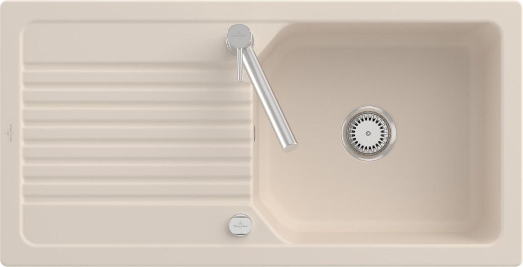 V&B Flächenbündige Spüle Linara 60 Flat m Abl.garn, Exzenter, ivory CeramicPlus