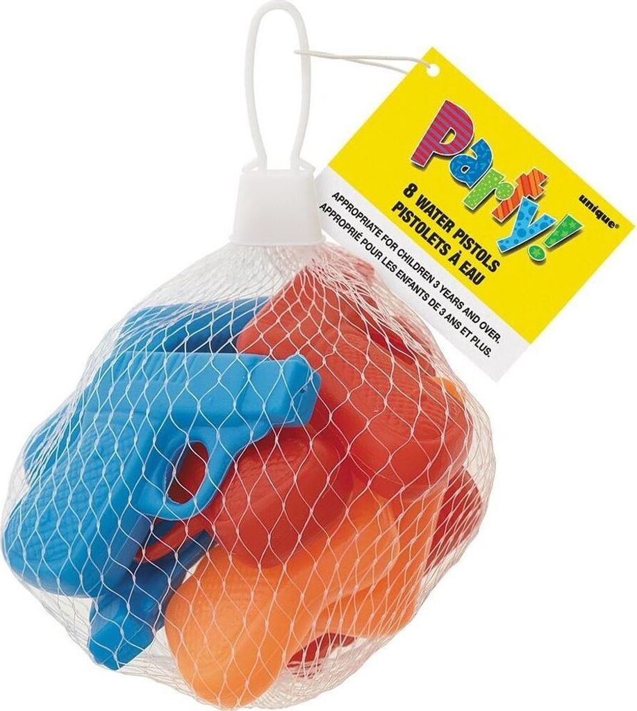 Unique Party - Wasserpistole Partygeschenke 8er-Pack SG31464 (Einheitsgröße) (Bunt)