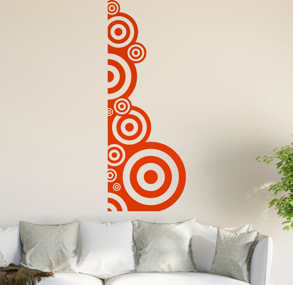 Retro Kreise Wandtattoo in 6 Größen - Wandaufkleber Wall Sticker - Dekoration, Küche, Wohnzimmer, Schlafzimmer, Badezimmer