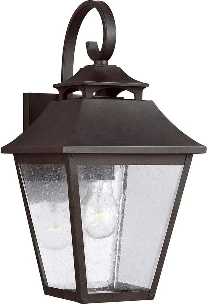 Wandleuchte außen Edelstahl Glas 40,6 cm hoch IP44 Schwarz antik Rustikal