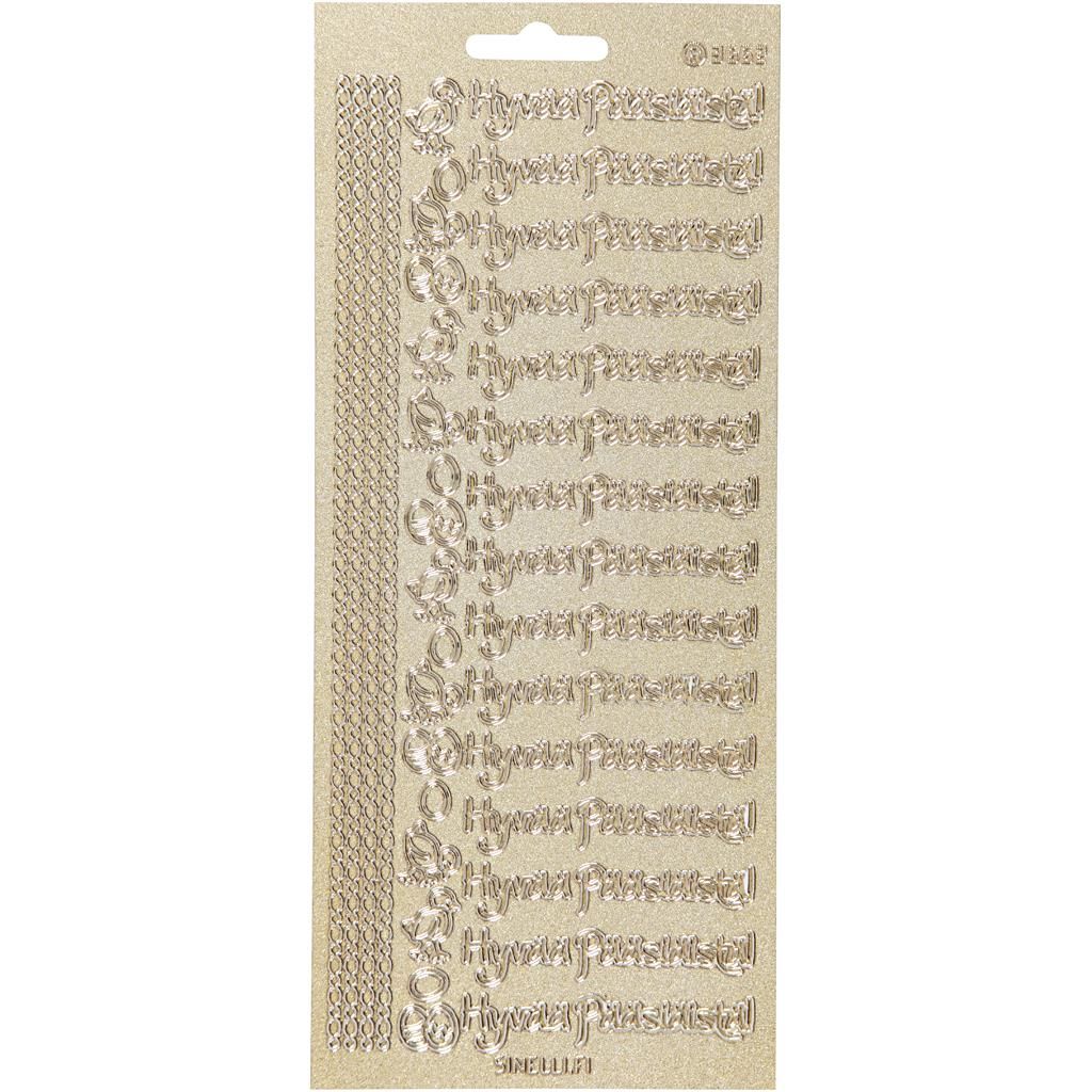 Creativ company stickers, hyvaa pääsiäistä, vel 10x23 cm, goud, 1 vel