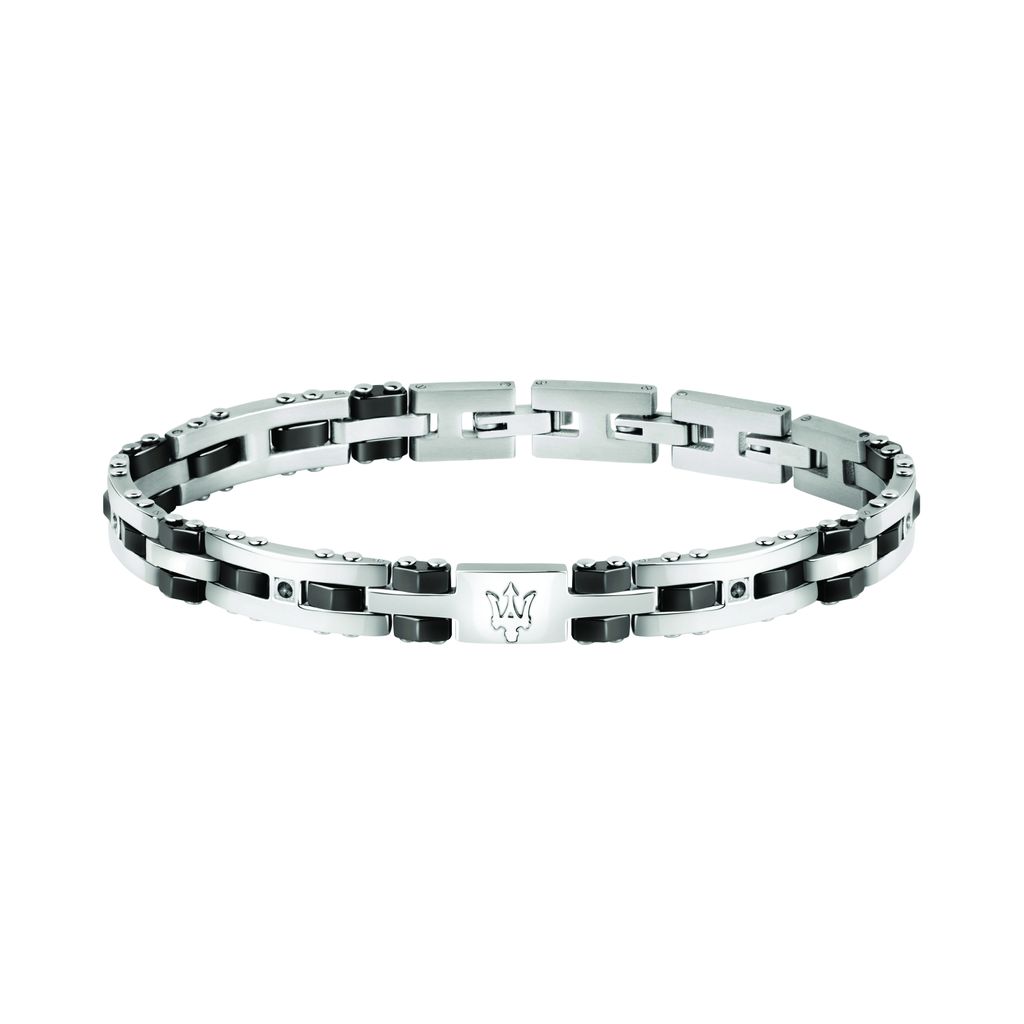 MASERATI BRACELET BLK CERAMIC STONE 100% Edelstahl silber